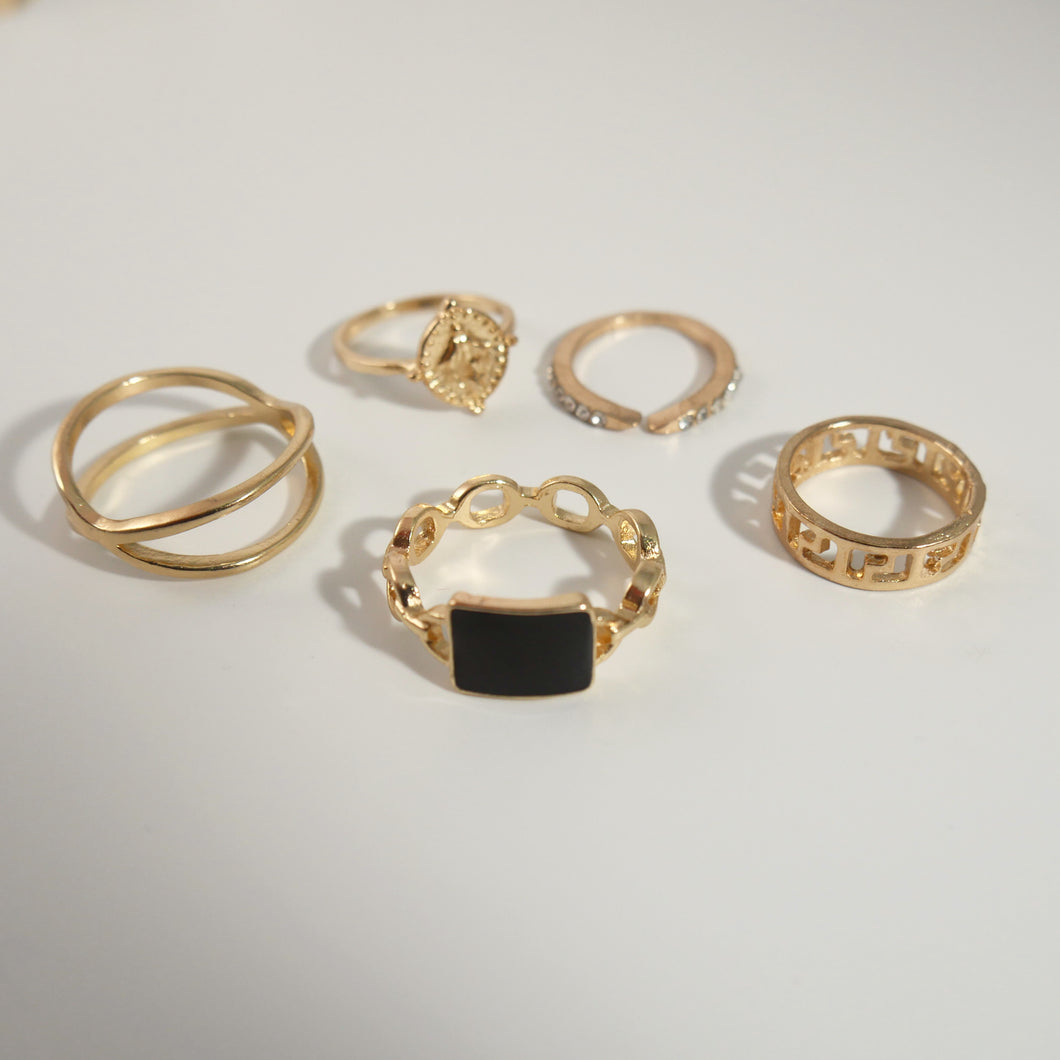 Obsidian Ring Set
